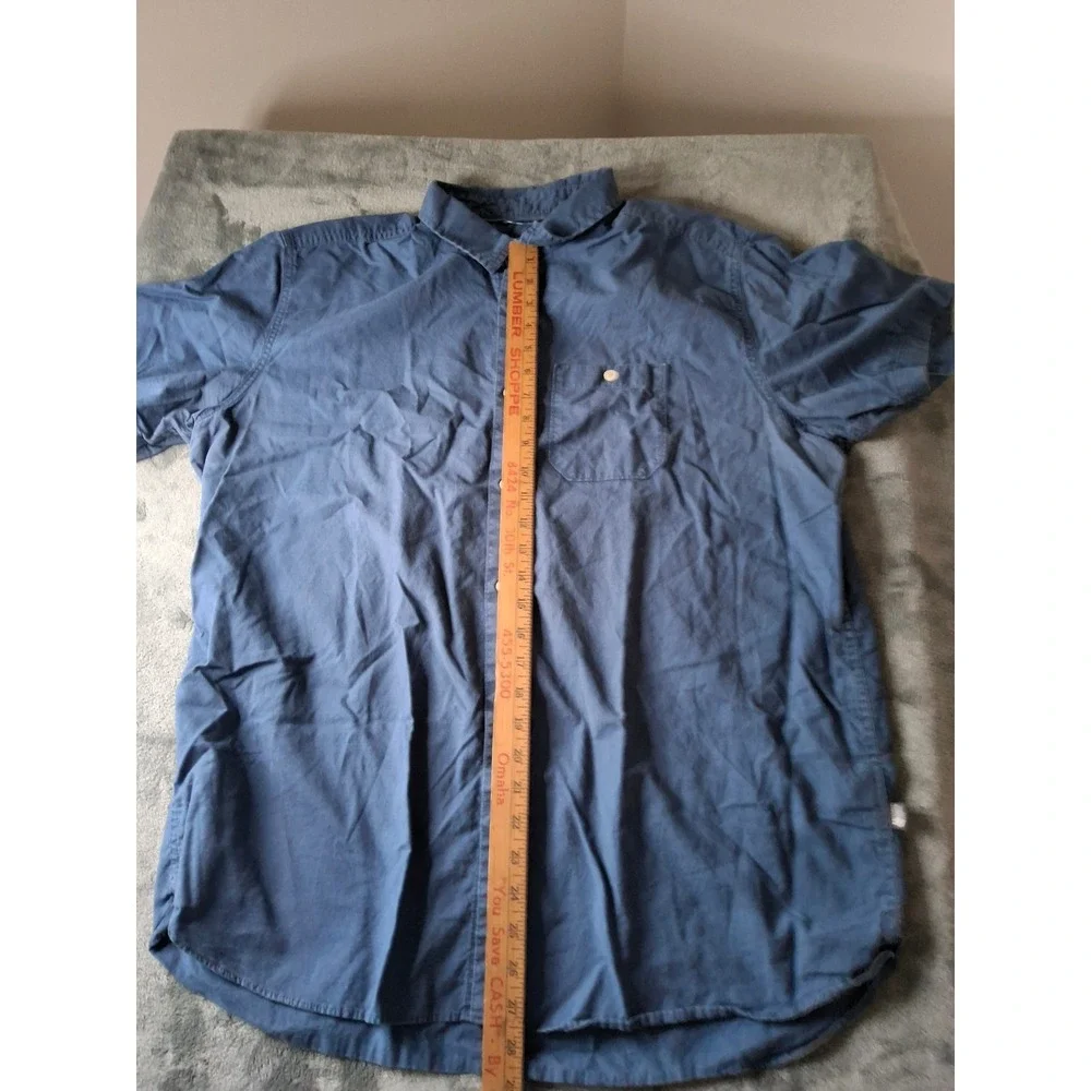 The North Face Mens XL Blue Cotton Short Sleeve Button Down Shirt Regular Fit
